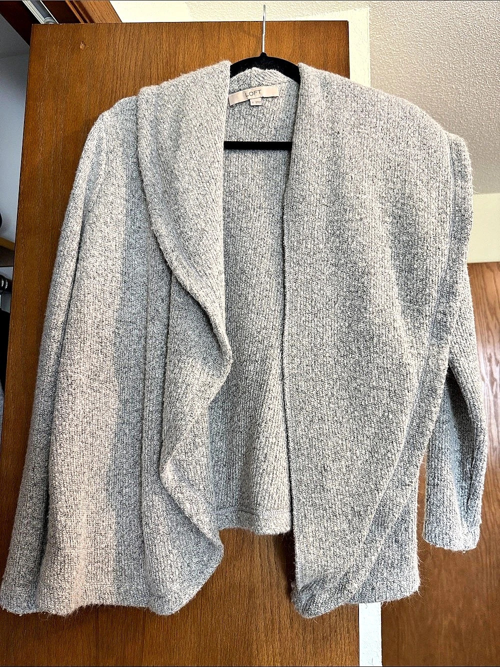 Open Front Gray Knit Cardigan